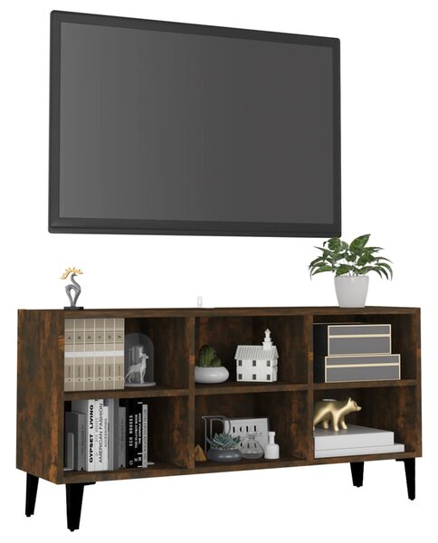 Füstös tölgy színű TV-szekrény fémlábakkal 103,5 x 30 x 50 cm