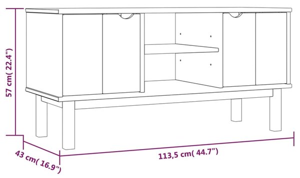 OTTA tömör fenyőfa TV-szekrény 113,5 x 43 x 57 cm
