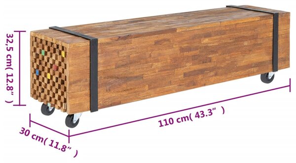 Tömör tíkfa TV-állvány 110 x 30 x 32,5 cm