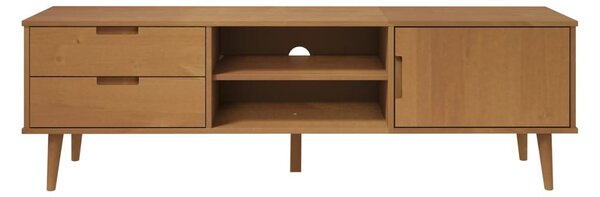 MOLDE barna tömör fenyőfa TV-szekrény 158 x 40 x 49 cm