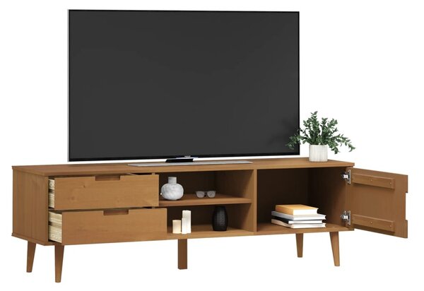 MOLDE barna tömör fenyőfa TV-szekrény 158 x 40 x 49 cm