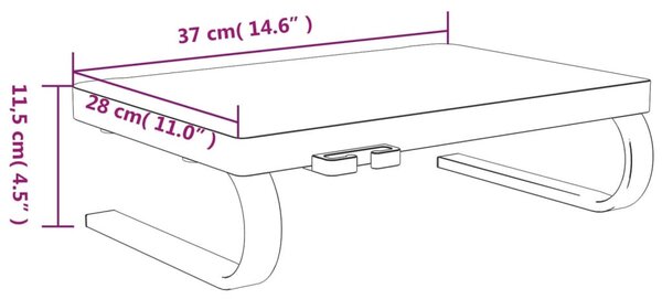 Fekete monitorállvány 37 x 28 x 11,5 cm