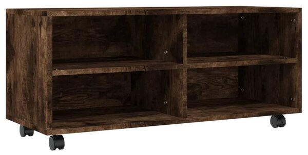 Füstös tölgy színű szerelt fa TV-szekrény görgőkkel 90x35x35 cm