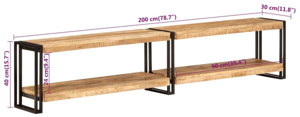 Tömör mangófa TV-szekrény 200 x 30 x 40 cm