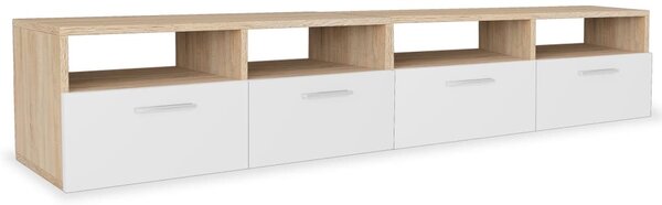 2 db tölgyfa színű/fehér faforgácslap TV szekrény 95x35x36 cm