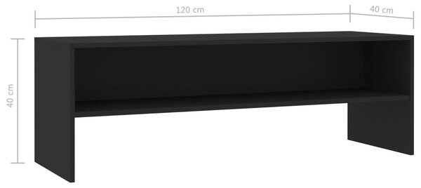Fekete szerelt fa TV-szekrény 120 x 40 x 40 cm