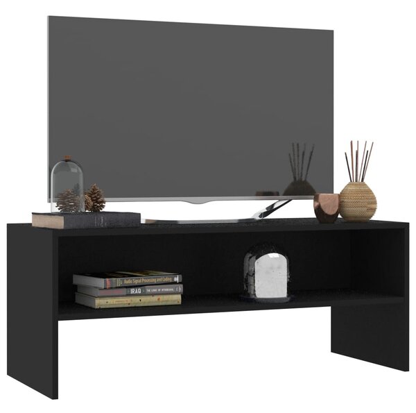 Fekete szerelt fa TV-szekrény 100 x 40 x 40 cm