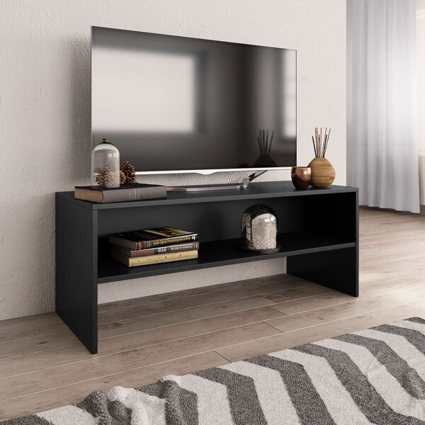 Fekete szerelt fa TV-szekrény 100 x 40 x 40 cm
