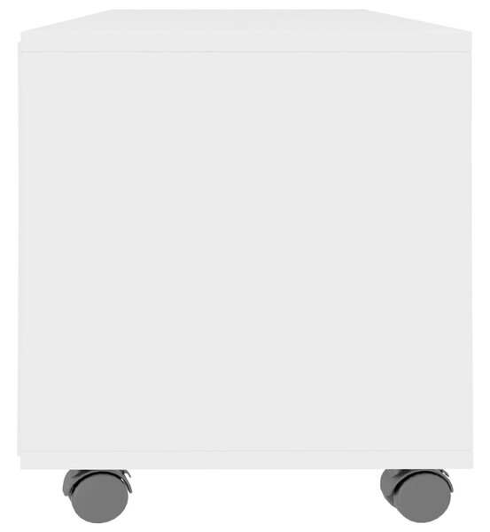 Fehér szerelt fa TV-szekrény görgőkkel 90 x 35 x 35 cm