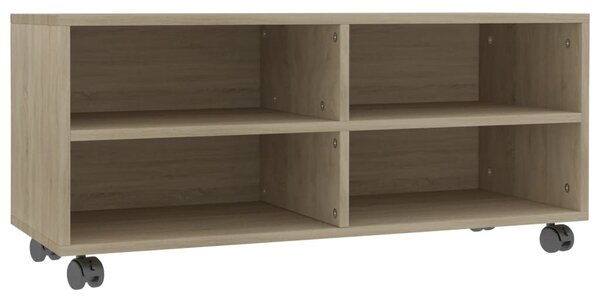 Sonoma színű szerelt fa TV-szekrény görgőkkel 90 x 35 x 35 cm