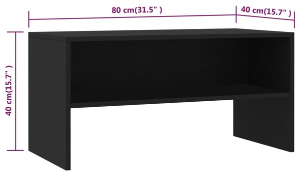 Fekete szerelt fa TV-szekrény 80 x 40 x 40 cm