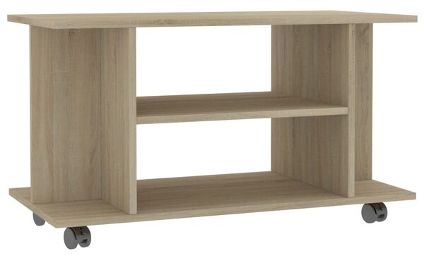 Sonoma tölgy színű szerelt fa TV-szekrény görgőkkel 80x40x45 cm