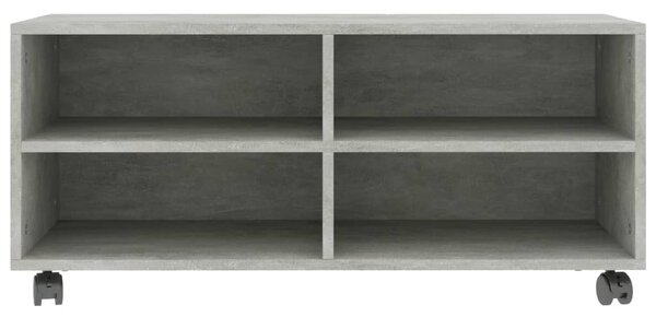 Betonszürke szerelt fa TV-szekrény görgőkkel 90 x 35 x 35 cm