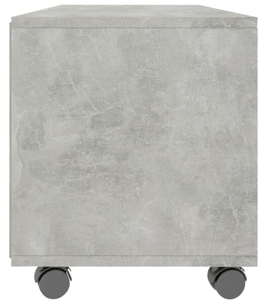 Betonszürke szerelt fa TV-szekrény görgőkkel 90 x 35 x 35 cm