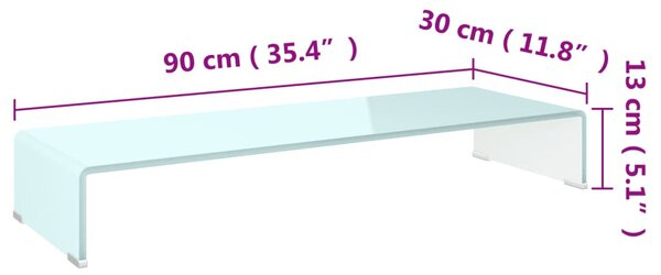 Zöld üveg TV állvány/monitor magasító 90 x 30 x 13 cm
