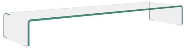 Átlátszó üveg TV/monitor állvány 110x30x13 cm