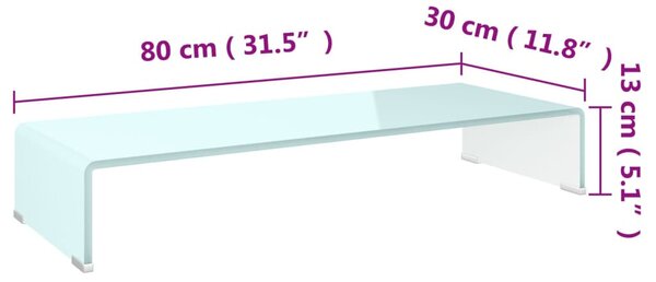 Zöld üveg TV állvány/monitor magasító 80 x 30 x 13 cm