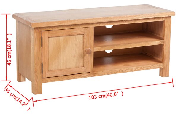 Tömör tölgyfa TV szekrény 103 x 36 x 46 cm