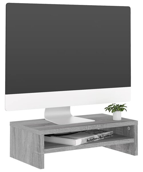 Szürke sonoma színű szerelt fa monitorállvány 42x24x13 cm