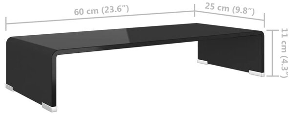 Átlátszó üveg TV/monitor állvány 60x25x11 cm