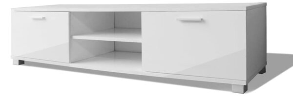 Magasfényű fehér TV-szekrény 140 x 40,5 x 35 cm