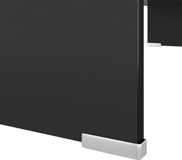 Fekete üveg TV/monitor állvány 80x30x13 cm