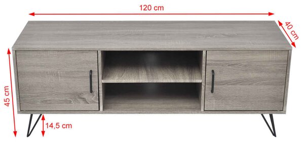 Szürke TV-szekrény 120 x 40 x 45 cm