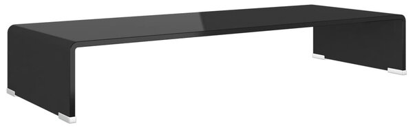 Fekete üveg TV/monitor állvány 80x30x13 cm