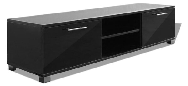 Magasfényű fekete TV-szekrény 120 x 40,5 x 35 cm