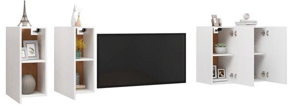 4 db fehér szerelt fa TV-szekrény 30,5 x 30 x 60 cm