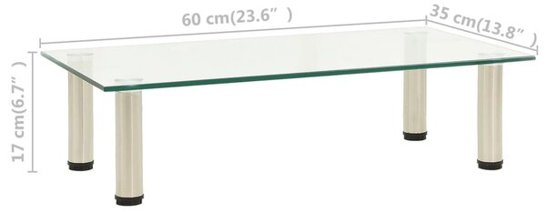 Átlátszó edzett üveg TV-állvány 60 x 35 x 17 cm