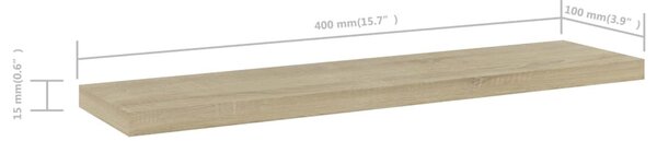 4 db sonoma tölgy színű szerelt fa könyvespolc 40 x 10 x 1,5 cm