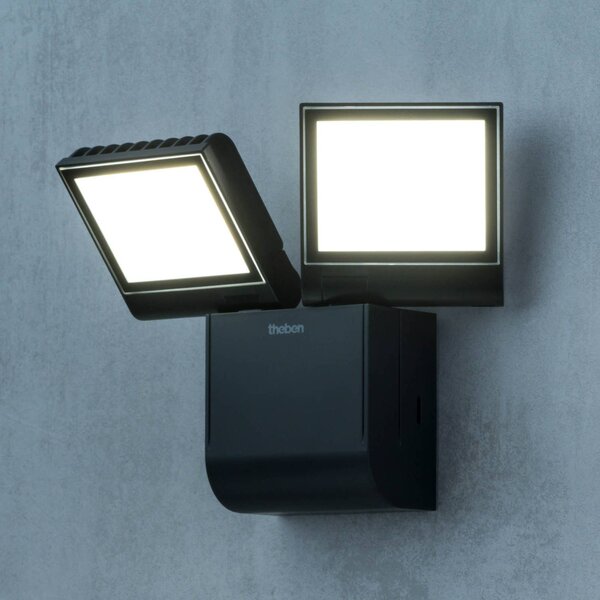 Theben LED kültéri fali lámpa theLeda S17-100L, fekete, 2-lámpás, Fekete, Műanyag