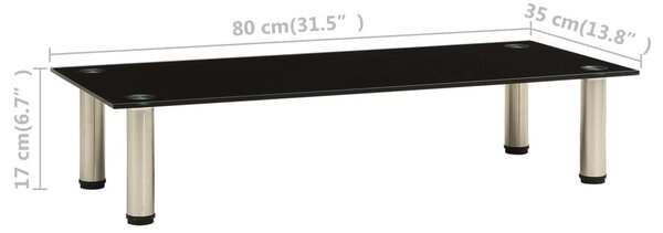 Fekete edzett üveg TV-állvány 80 x 35 x 17 cm
