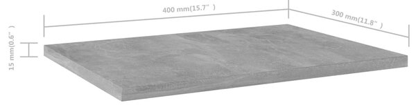 4 db betonszürke szerelt fa könyvespolc 40 x 30 x 1,5 cm