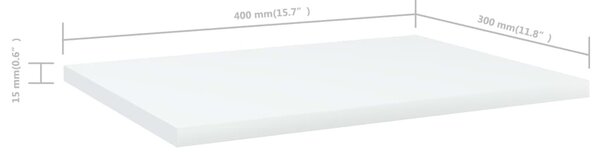4 db fehér szerelt fa könyvespolc 40 x 30 x 1,5 cm