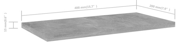 4 db betonszürke szerelt fa könyvespolc 40 x 20 x 1,5 cm