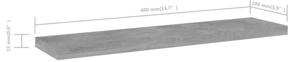 4 db betonszürke szerelt fa könyvespolc 40 x 10 x 1,5 cm