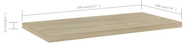 4 db sonoma tölgy színű szerelt fa könyvespolc 40 x 20 x 1,5 cm
