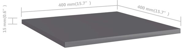 8 db magasfényű szürke szerelt fa könyvespolc 40 x 40 x 1,5 cm