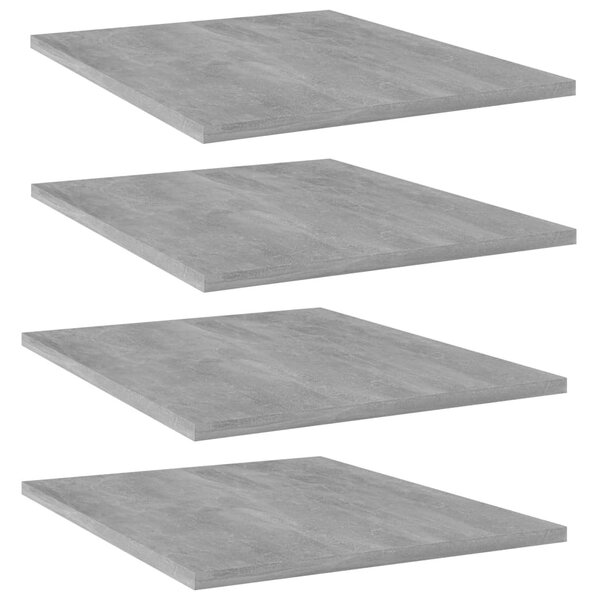4 db betonszürke szerelt fa könyvespolc 40 x 50 x 1,5 cm