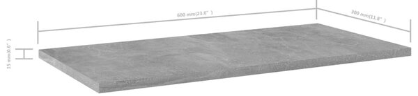 4 db betonszürke forgácslap könyvespolc 60 x 30 x 1,5 cm