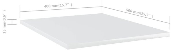 8 db magasfényű fehér szerelt fa könyvespolc 40 x 50 x 1,5 cm