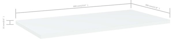 4 db fehér forgácslap könyvespolc 60 x 30 x 1,5 cm