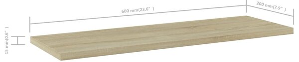 4 db sonoma-tölgy színű forgácslap könyvespolc 60 x 20 x 1,5 cm