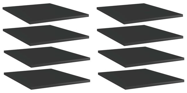 8 db magasfényű fekete szerelt fa könyvespolc 40 x 50 x 1,5 cm