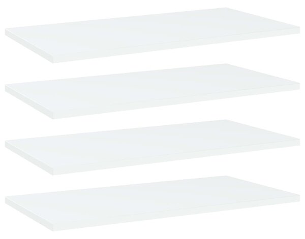 4 db fehér forgácslap könyvespolc 60 x 30 x 1,5 cm