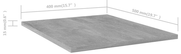 4 db betonszürke szerelt fa könyvespolc 40 x 50 x 1,5 cm