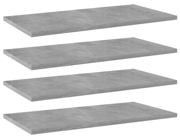 4 db betonszürke forgácslap könyvespolc 60 x 30 x 1,5 cm