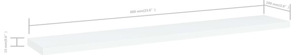 4 db fehér szerelt fa könyvespolc 60 x 10 x 1,5 cm